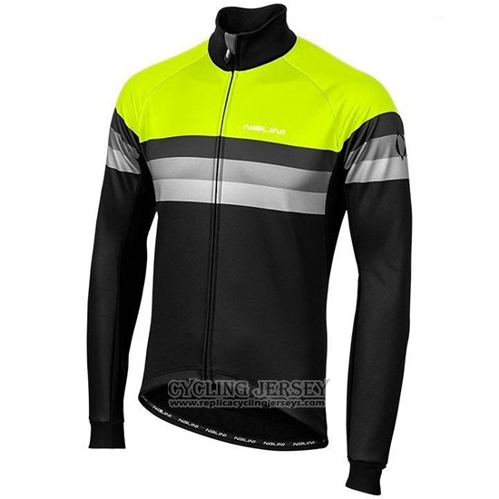 2019 Cycling Jersey Nalini Warm 2.0 Black Green Long Sleeve And Bib Tight